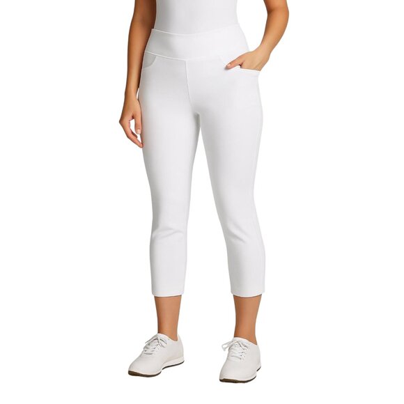 Puma Power Shape Women's White 4 Pocket Cropped Golf Pants Size L NWTF - Picture 1 of 15